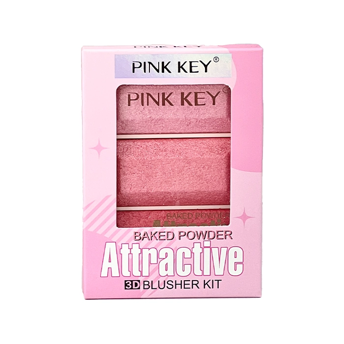 پالت رژگونه سهرنگ Attractive پینک کی کد YM3010 1 پالت رژگونه بیک شده پینک کی مدل Attractive سه رنگ