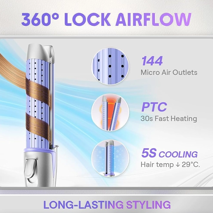 حالتدهنده مو ۳کاره شیگلم هیر مدل Cool Lock Airflow Styler سایز 32 و 25 6 حالتدهنده مو ۳کاره شیگلم هیر مدل Cool Lock Airflow Styler