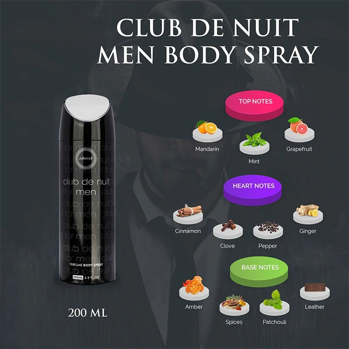 اسپری بدن مردانه آرماف مدل Club De Nuit 5 اسپری بدن مردانه آرماف مدل Club De Nuit